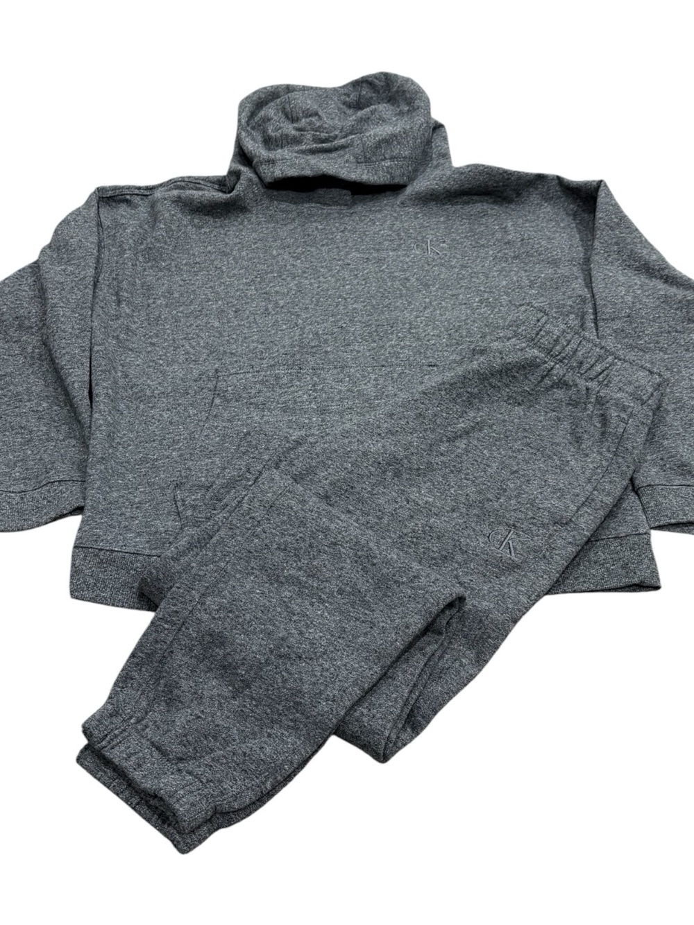 Calvin Klein Dark Heather Gray Hoodie Sweatshirt & Joggers Set. Size small